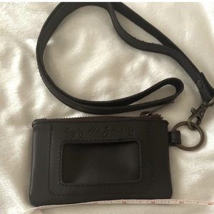 Oak River Brown Black Espresso Leather Lanyard ID Keychain Zippered